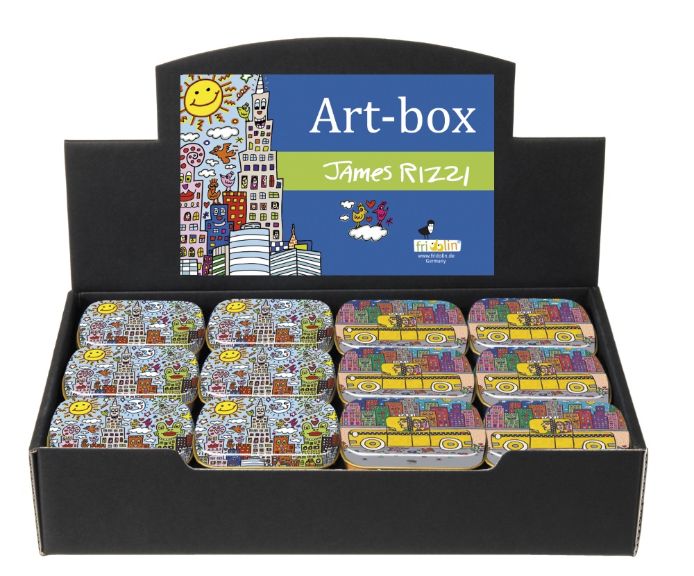 Art-boxes, James Rizzi, Bordsdisplay med 36 st., TEMA-produkt