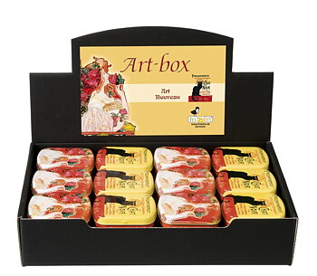 Art-boxes, Art Nouveau, Bordsdisplay med 36 st.