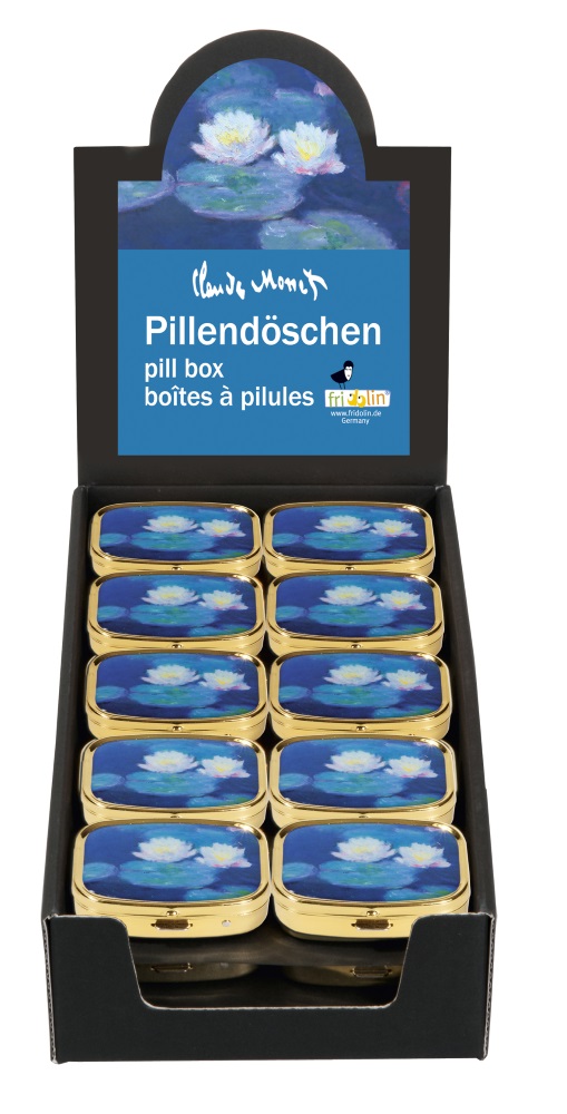 Pilleæsker med spejl, Claude Monet, Borddisplay med 30 stk. TEMA-produkt