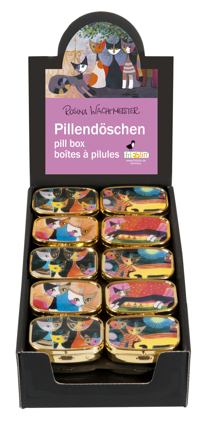 Pilleæsker med spejl, Rosina Wachtmeister, Borddisplay med 30 stk.
