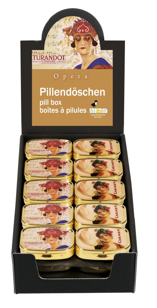 Pilleæsker med spejl, Opera, Borddisplay med 30 stk. TEMA-produkt