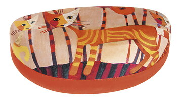 King-Size brilleetuier med pudseklude, Katte, Röda blommor, Rosina Wachtmeister