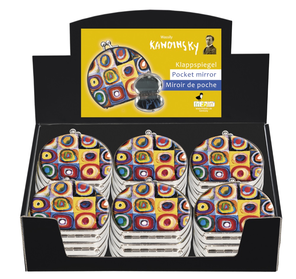 Sminkspeglar, tygklädda, Vasilij Kandinsky, Bordsdisplay med 18 st., TEMA-produkt