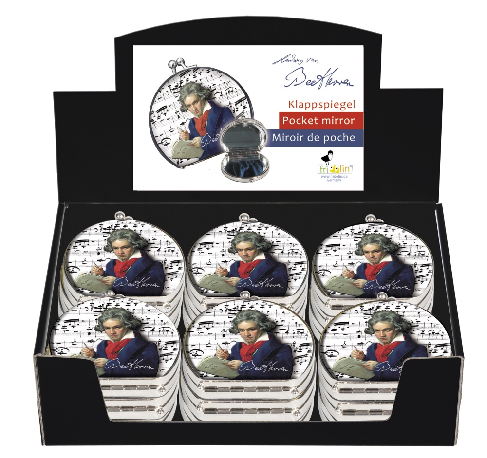 Sminkespejle, stofbeklædte, Ludwig van Beethoven, Borddisplay med 18 stk. TEMA-produkt