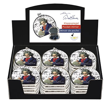Sminkspeglar, tygklädda, Ludwig van Beethoven, Bordsdisplay med 18 st., TEMA-produkt