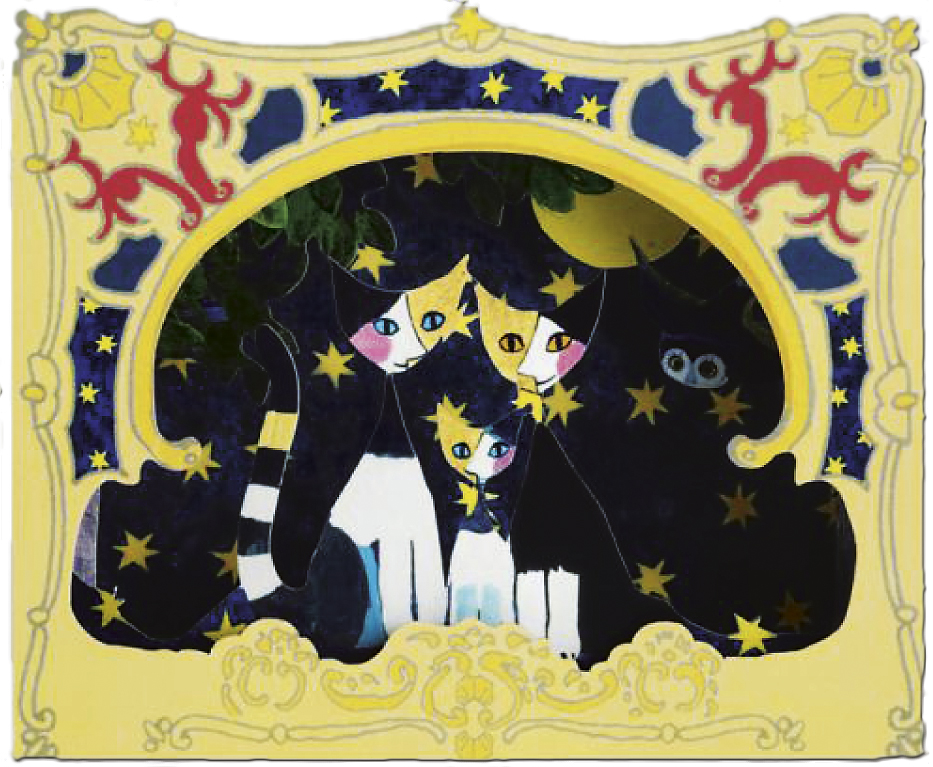 3D-kort, Tre katter och stjärnor, Rosina Wachtmeister (37300003/67203)