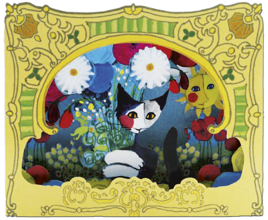 3D-kort, kat med blomster, Rosina Wachtmeister (37300006/67206)