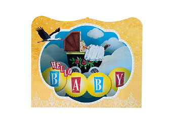3D-kort, Hello Baby, baby i barnvagn (0460)