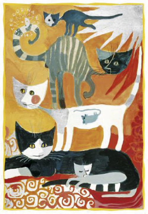 Dobbeltkort med kuverter, katte på hinandens rygge, Rosina Wachtmeister (33007014/67014)