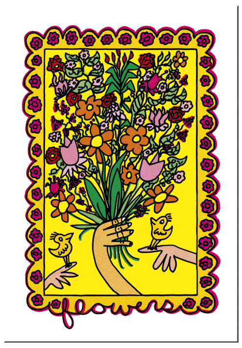 Dobbeltkort med kuverter, Flowers, James Rizzi TEMA-produkt