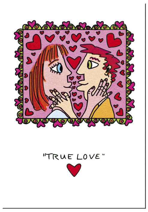 Dubbla kort med kuvert, True love, James Rizzi, TEMA-produkt