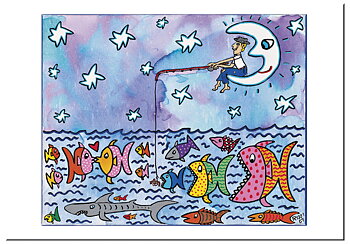 Enkla kort, Fishing by the light of the moon, James Rizzi, TEMA-produkt