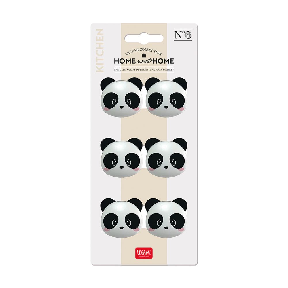 Bag Clips/Påsklämmor, Panda, 6 st