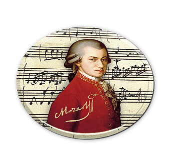 Glasunderlag, Wolfgang Amadeus Mozart, dåse med 4 stk. TEMA-produkt
