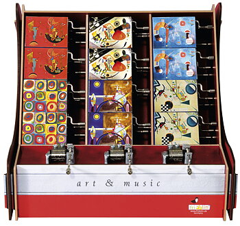 Spilledåser, Art & Music Box-display, Vasilij Kandinsky, Borddisplay med 36 stk.+3 stk. demo. TEMA-produkt