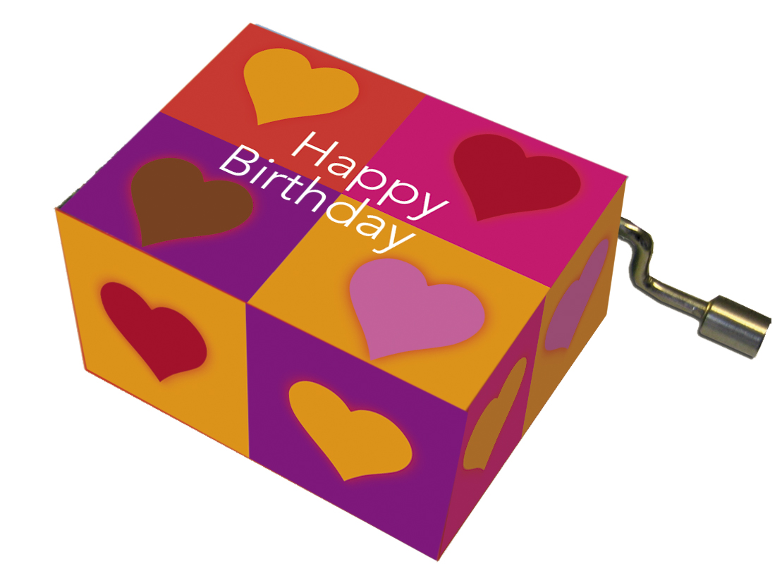 Speldosor, Happy Birthday/"Happy Birthday", rutor med hjärtan