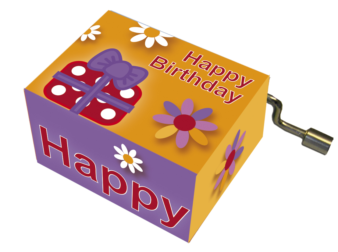 Speldosor, Happy Birthday/"Happy Birthday", paket och blomma