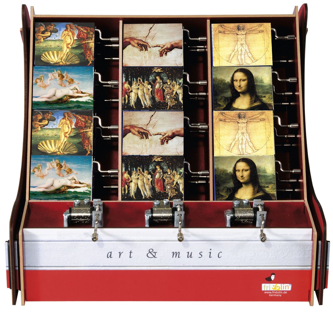 Speldosor, Art & Music Box-display, Stora Målare 2, Bordsdisplay med 36 st.+3 st. demo., TEMA-produkt