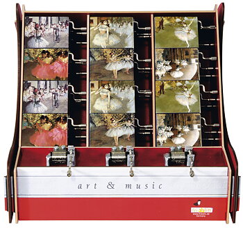 Spilledåser, Art & Music Box-display, Edgar Degas, Borddisplay med 36 stk.+3 stk. demo. TEMA-produkt