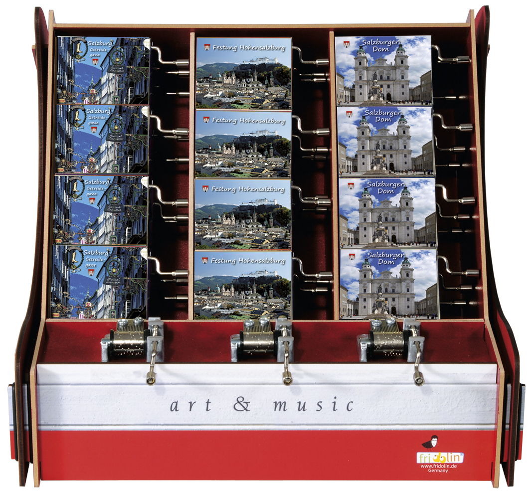 Speldosor, Art & Music Box-display, Salzburg, Bordsdisplay med 36 st.+3 st. demo., TEMA-produkt