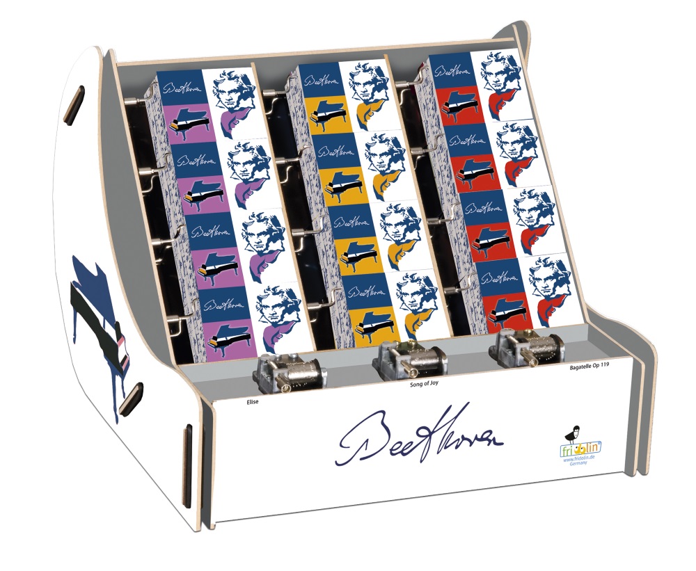 Speldosor, Art & Music Box-display, Ludwig van Beethoven, New Line, Bordsdisplay med 36 st.+3 st. demo., TEMA-produkt