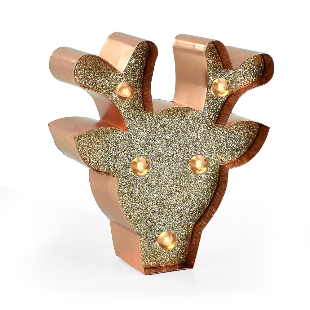 Mini Decorative Lights, Christmas Reindeer with glitter