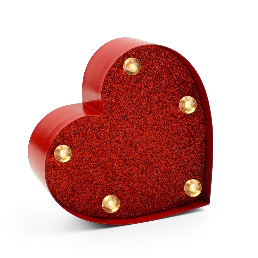 Mini Decorative Lights, Heart with glitter