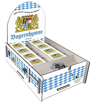 Speldosor, Art & Music Box-display, Bayernhymn, Bordsdisplay med 16 st.+1 st. demo., TEMA-produkt