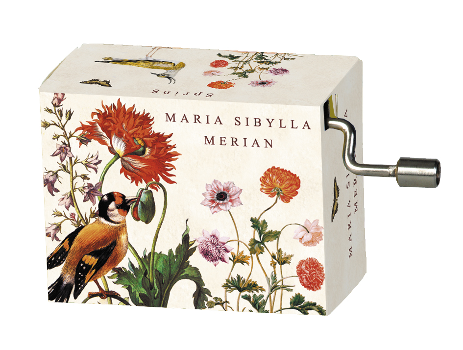 Speldosa, Blommor med fågel/Våren (Spring), Maria Sibylla Merian