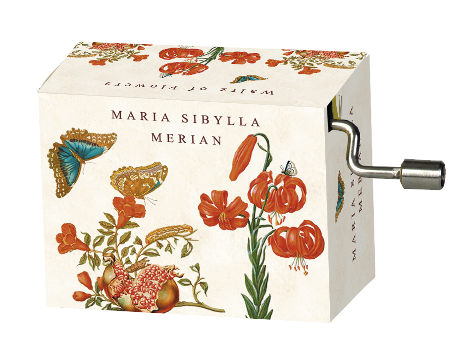 Speldosa, Fjärilar och Granatäpple/Blomstervals, Maria Sibylla Merian