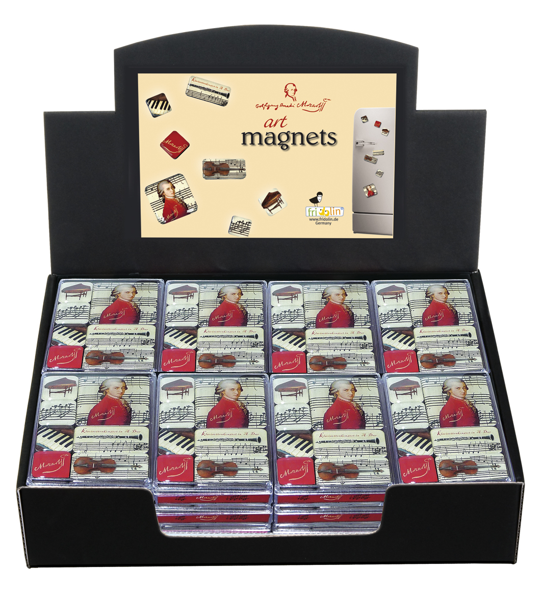 Magneter i æske, Wolfgang Amadeus Mozart, Borddisplay med 24 æsker TEMA-produkt