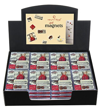 Magneter i ask, Wolfgang Amadeus Mozart, Bordsdisplay med 24 askar, TEMA-produkt