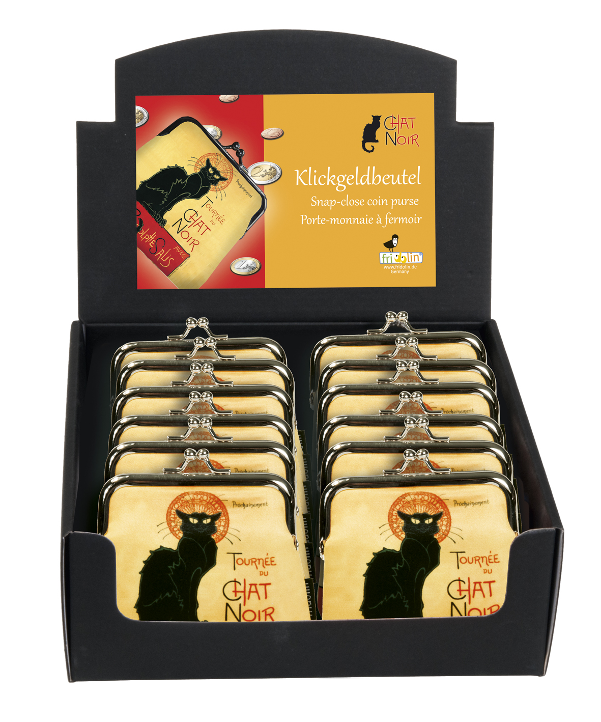Portmonnäer, Chat Noir, Steinlen, Bordsdisplay med 12 st., TEMA-produkt