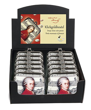 Portmonnäer, Wolfgang Amadeus Mozart, Bordsdisplay med 12 st., TEMA-produkt