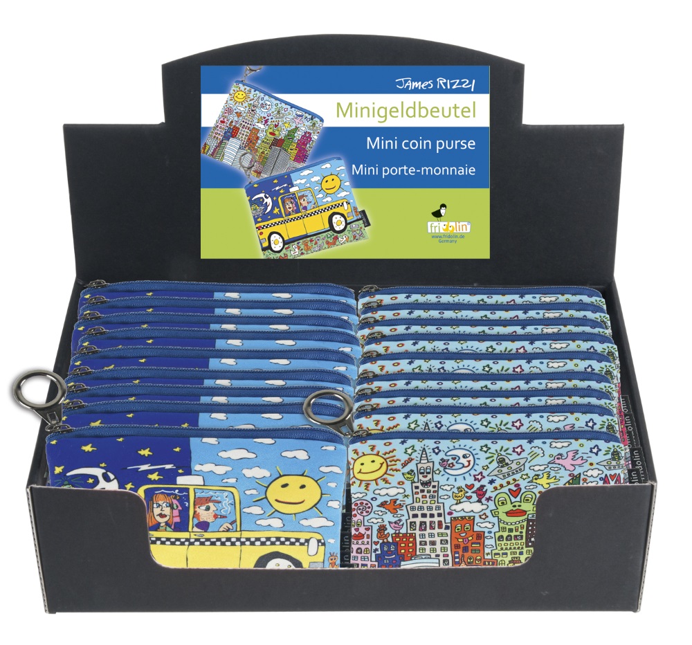 Mini-portmonnäer, James Rizzi, Bordsdisplay med 24 st., TEMA-produkt