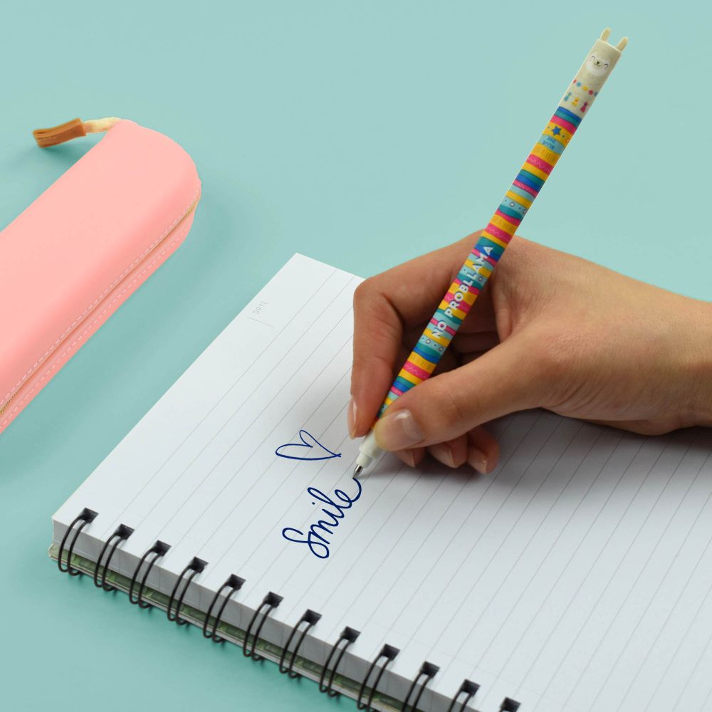 Erasable gel pen, Llama, blå, gelpen med blæk der kan viskes ud - 5