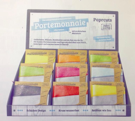 Bordsdisplay i papp för Plånböcker av tyvek, 9 fack