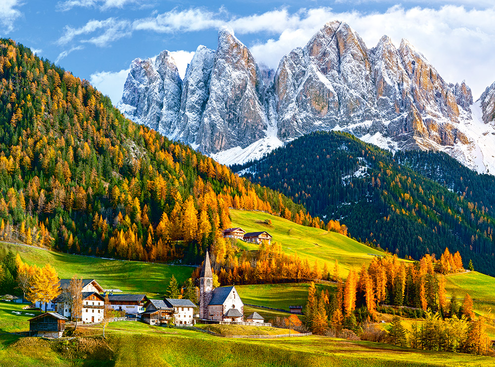 Church of St. Magdalena, Dolomites, 2000-bitarspussel (C-200610)