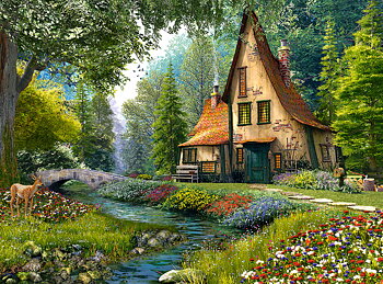 Toadstool Cottage, puslespil med 2000 brikker (C-200634)