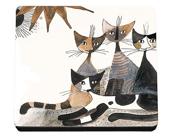 Glasunderlägg MDF, Rosina Wachtmeister, Cats Sepia med sol