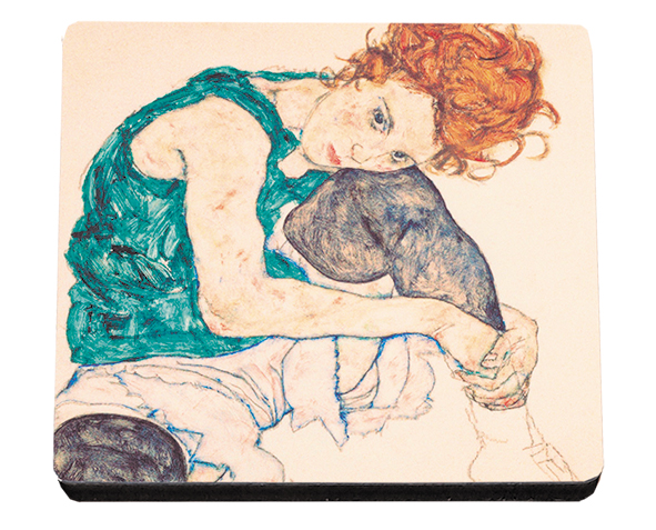 Glasunderlag MDF, Egon Schiele, Siddende kvinde