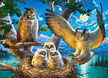 Owl Family, puslespil med 180 brikker (B-018437)