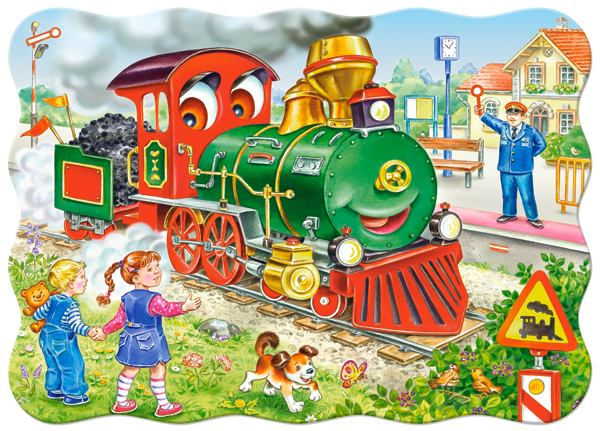 Green Locomotive, puslespil med 30 brikker (B-03433)