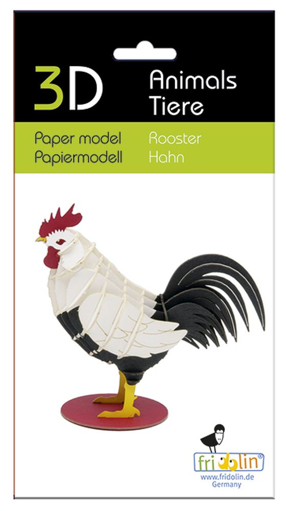 3D-papirmodel, Hane, farverig