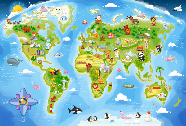 World Map, 40-bitarspussel Maxi (B-040117)