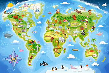 World Map, 40-bitarspussel Maxi (B-040117)