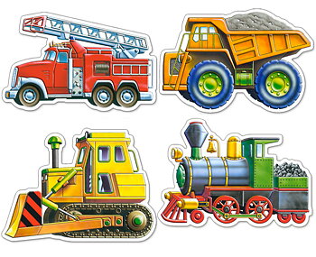 Vehicles, 4 pussel  - figurformade, 4, 5, 6 och 7 bitar (B-04256)