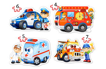 Rescue Services, 4 pussel  - figurformade, 4, 5, 6 och 7 bitar (B-04393)
