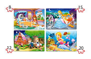 Beautiful Fairy Tales, 4 pussel - 8, 12, 15 och 20 bitar (B-041008)