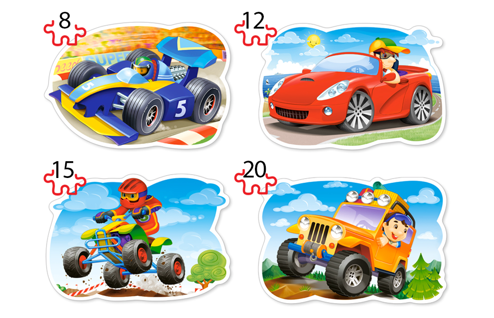 Ride for Fun, 4 puslespil - 8, 12, 15 og 20 brikker (B-043057)